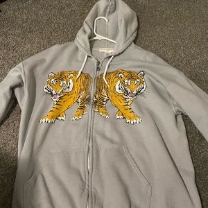 Urban Outfitters women’s light grey project social tiger zip up